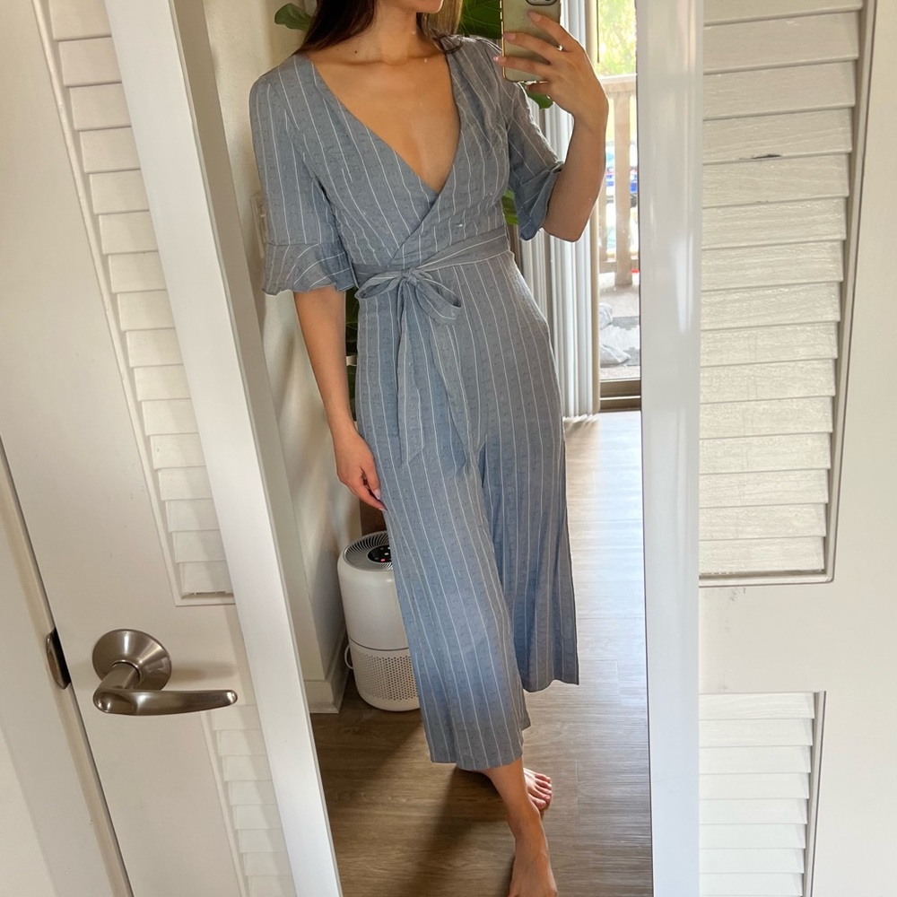 Blue striped jumpsuit